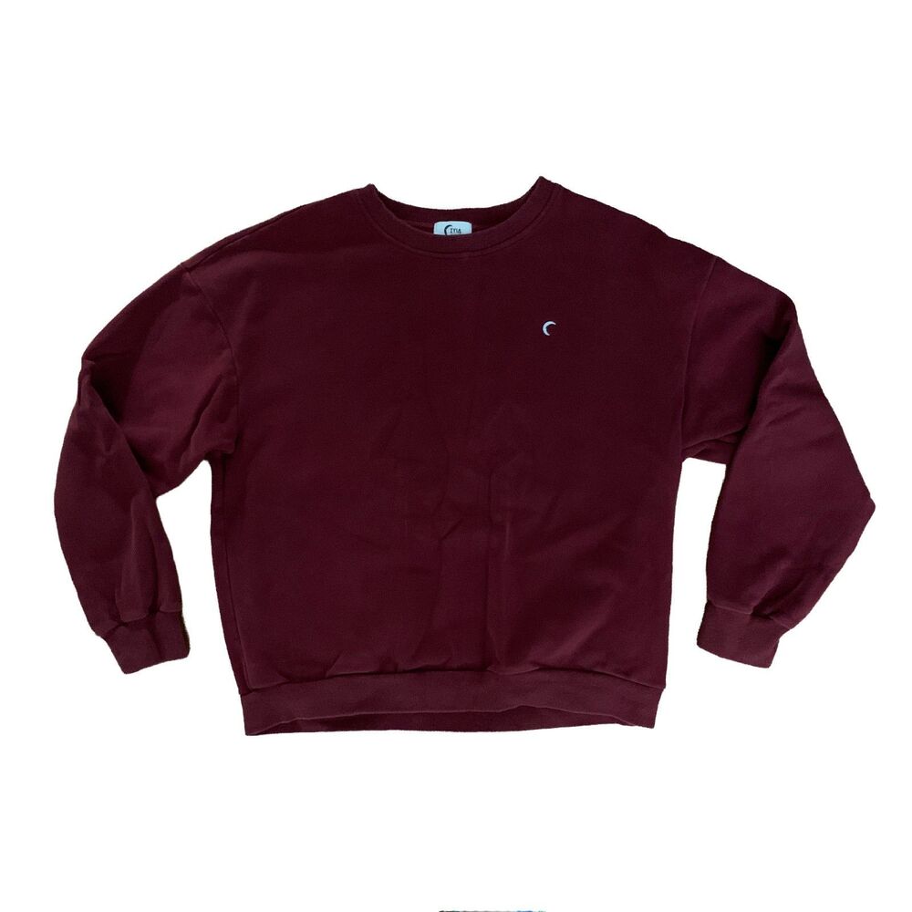 ZYIA Active Burgundy Maroon Crewneck Sweatshirt with Moon Logo - Size 2XL / XXL